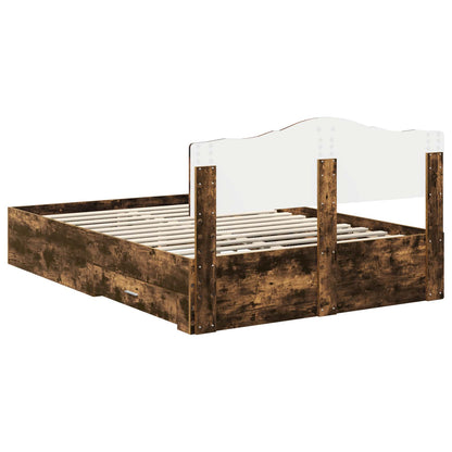 Struttura del letto Rovere fumé 150 x 200 cm Legno multistrato | homemem39