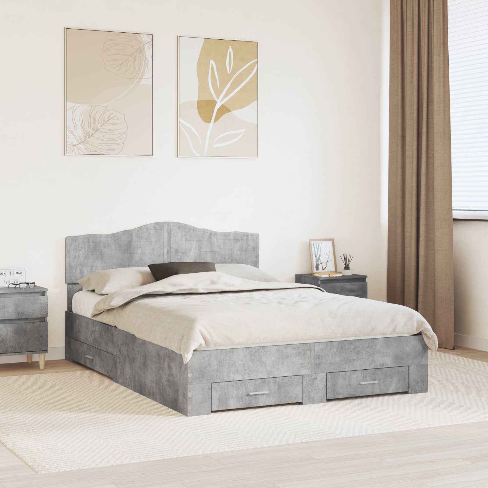 Struttura del letto con testiera Grigio cemento 140 x 200 cm | homemem39
