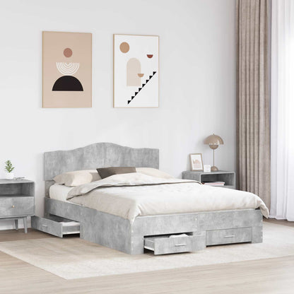 Struttura del letto con testiera Grigio cemento 140 x 200 cm | homemem39