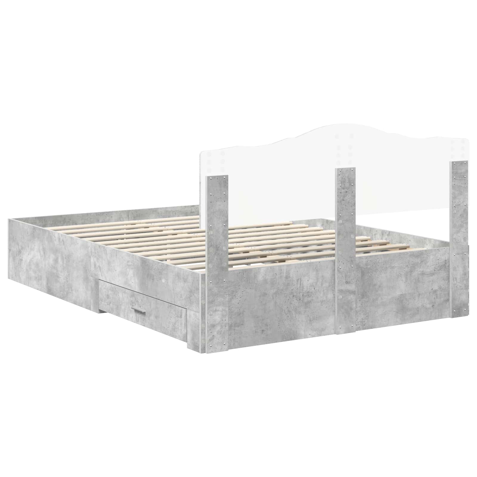 Struttura del letto con testiera Grigio cemento 140 x 200 cm | homemem39
