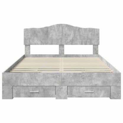 Struttura del letto con testiera Grigio cemento 140 x 200 cm | homemem39
