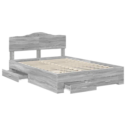 Struttura del letto con testiera Grigio Sonoma 140 x 200 cm | homemem39