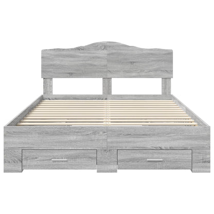 Struttura del letto con testiera Grigio Sonoma 140 x 200 cm | homemem39