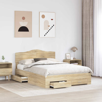 Struttura del letto con testiera Rovere Sonoma 140 x 190 cm | homemem39