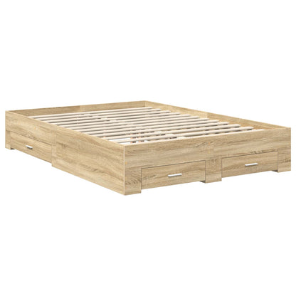 Struttura del letto con testiera Rovere Sonoma 140 x 190 cm | homemem39