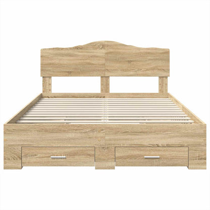 Struttura del letto con testiera Rovere Sonoma 140 x 190 cm | homemem39