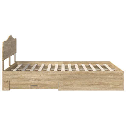 Struttura del letto con testiera Rovere Sonoma 140 x 190 cm | homemem39