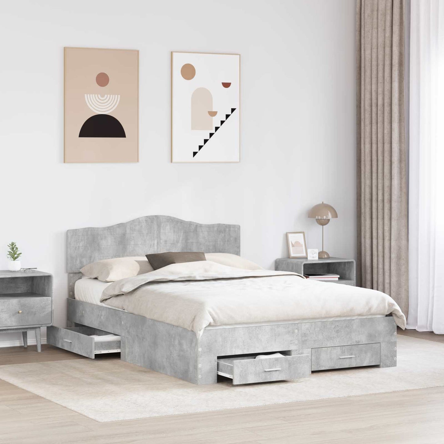 Struttura del letto con testiera Grigio cemento 140 x 190 cm | homemem39