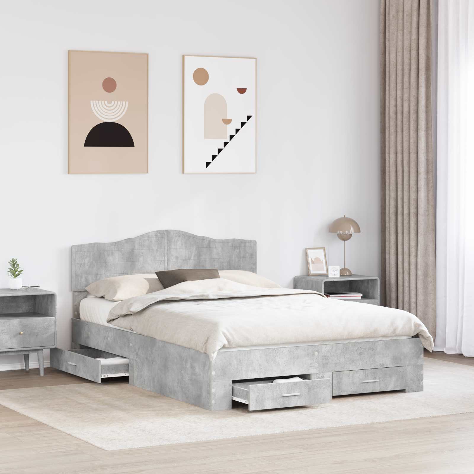Struttura del letto con testiera Grigio cemento 140 x 190 cm | homemem39