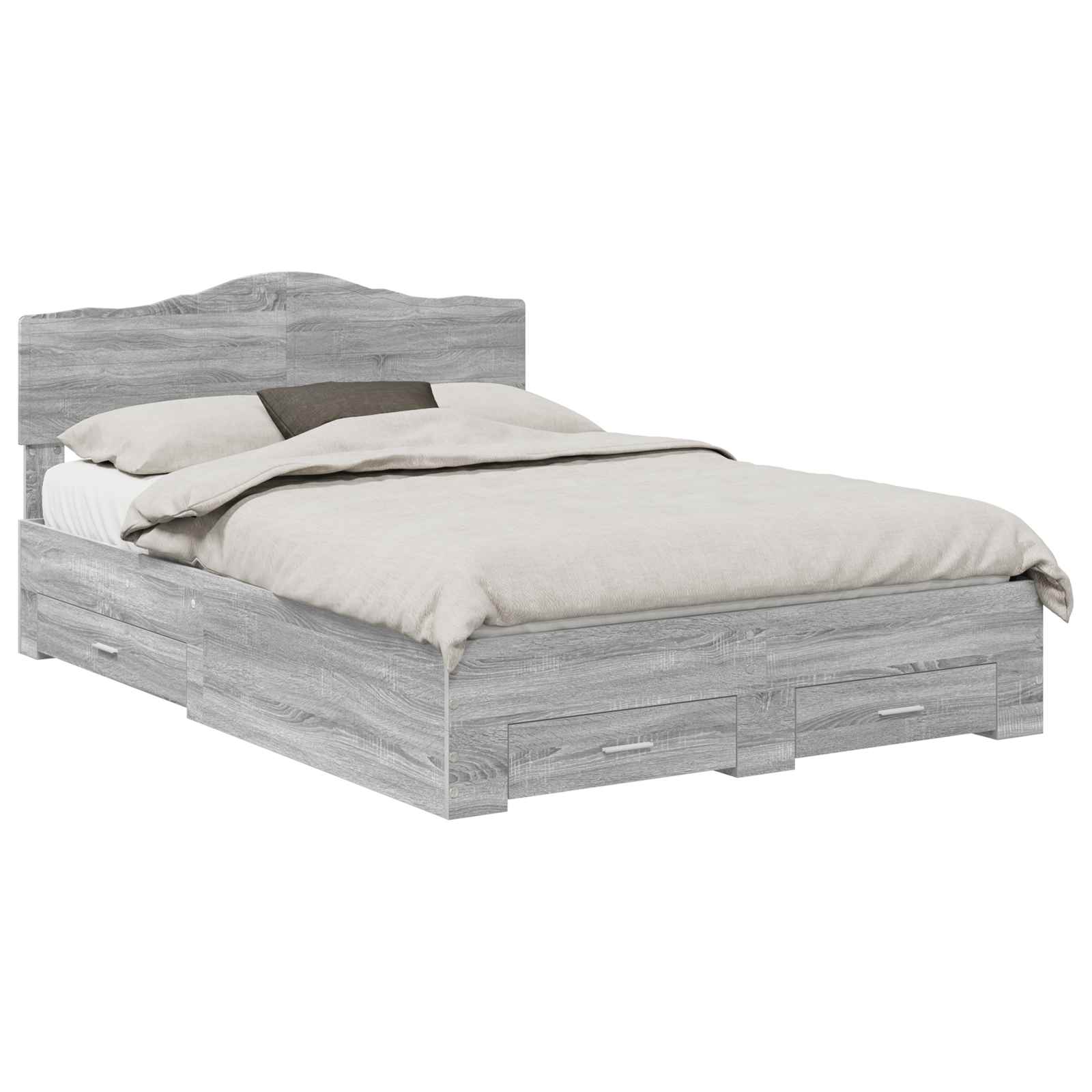 Struttura del letto con testiera Grigio Sonoma 140 x 190 cm | homemem39