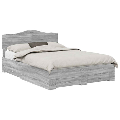 Struttura del letto con testiera Grigio Sonoma 140 x 190 cm | homemem39