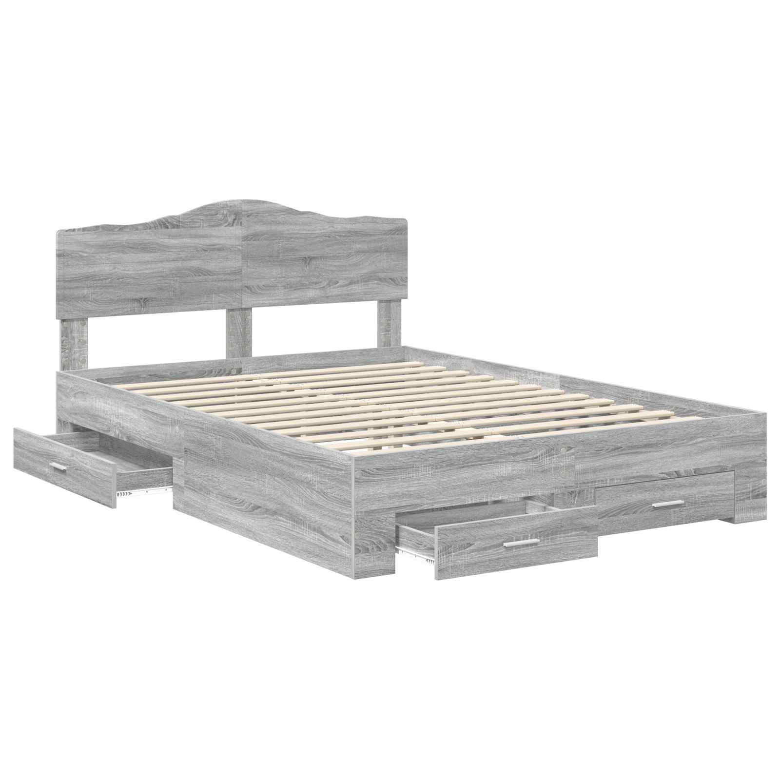Struttura del letto con testiera Grigio Sonoma 140 x 190 cm | homemem39