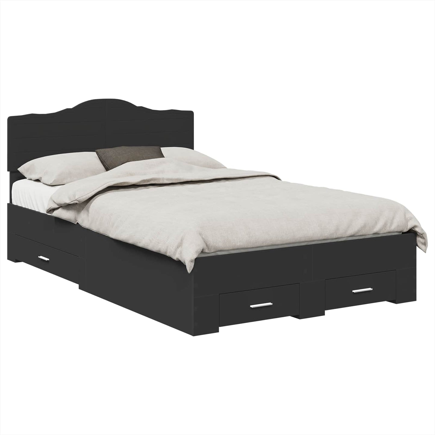 Struttura del letto Nero 135 x 190 cm Legno multistrato | homemem39