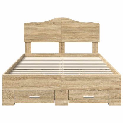 Struttura del letto con testiera Rovere Sonoma 135 x 190 cm | homemem39