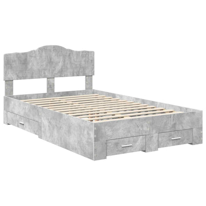 Struttura del letto con testiera Grigio cemento 135 x 190 cm | homemem39