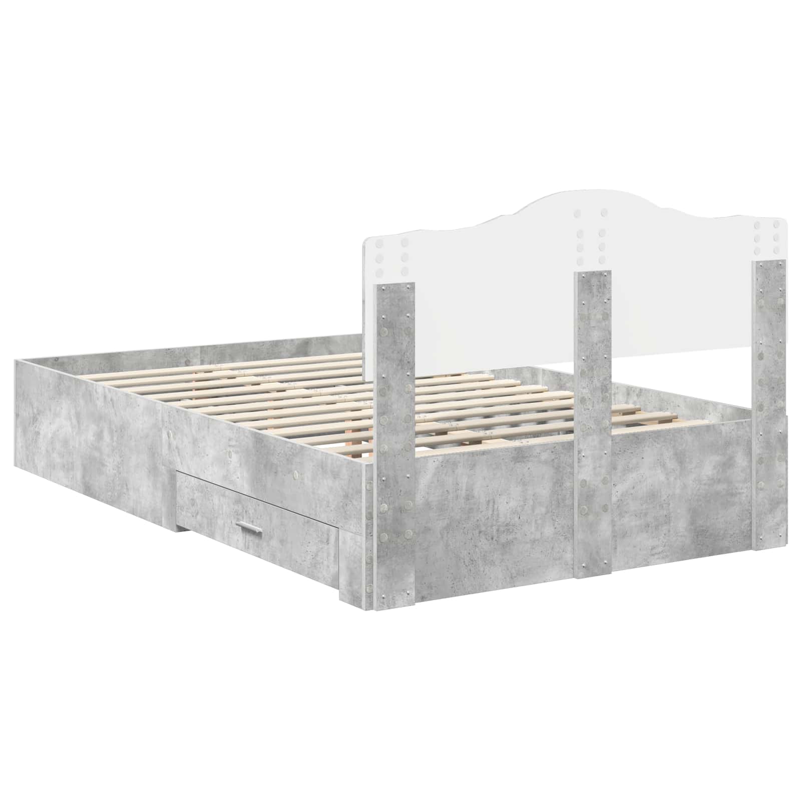 Struttura del letto con testiera Grigio cemento 135 x 190 cm | homemem39