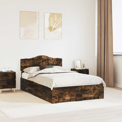 Struttura del letto Rovere fumé 135 x 190 cm Legno multistrato | homemem39