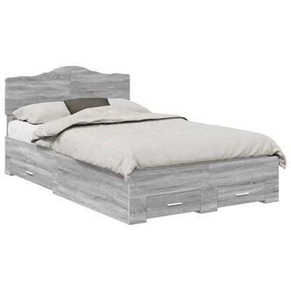 Struttura del letto con testiera Grigio Sonoma 135 x 190 cm | homemem39