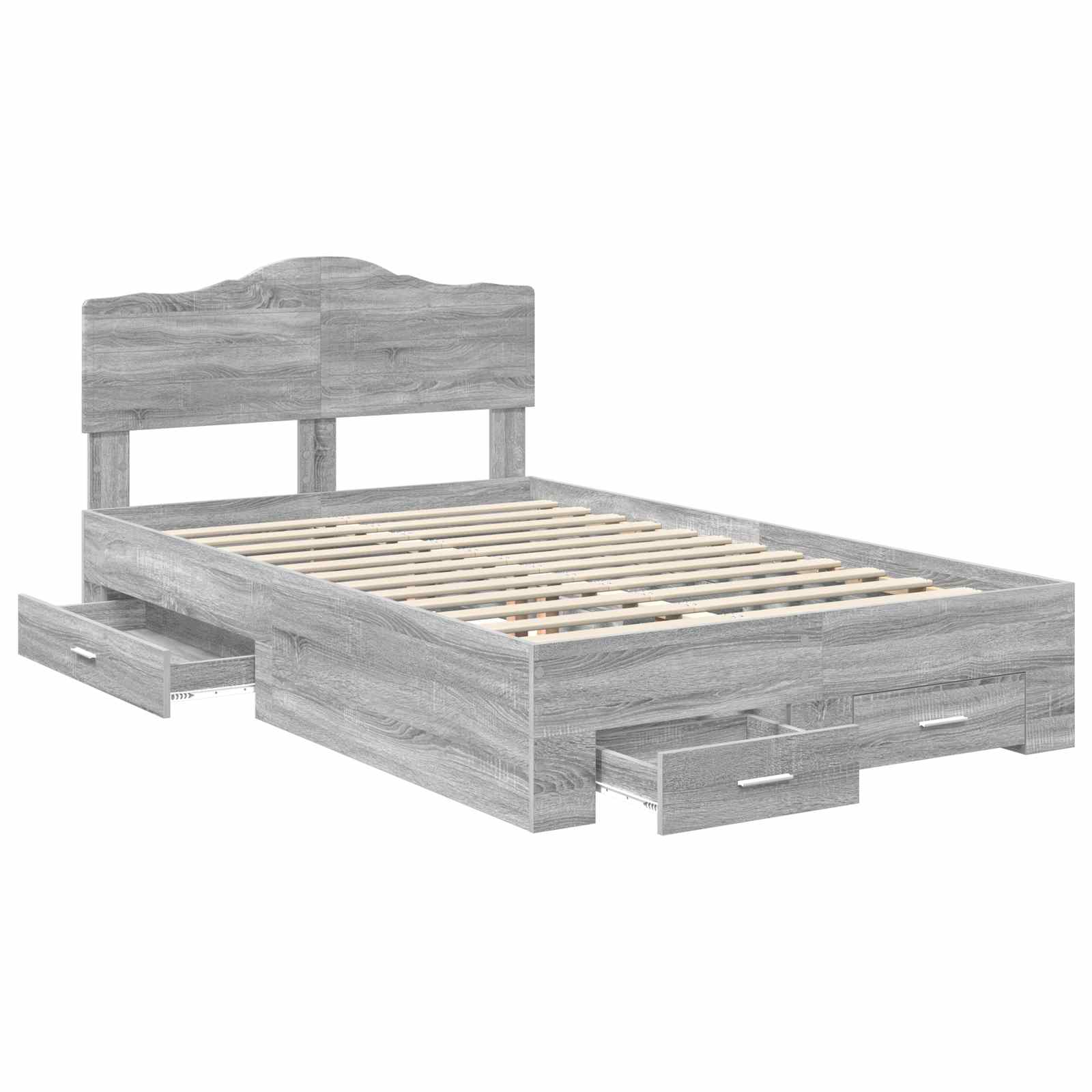 Struttura del letto con testiera Grigio Sonoma 135 x 190 cm | homemem39