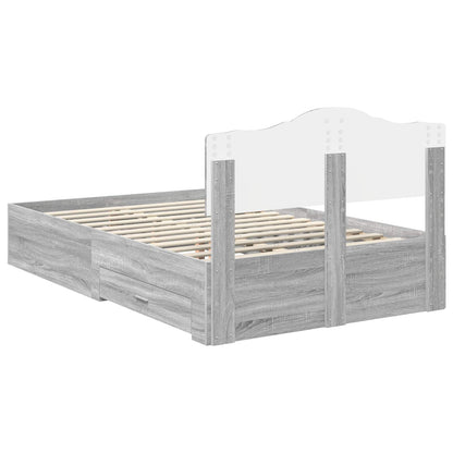 Struttura del letto con testiera Grigio Sonoma 135 x 190 cm | homemem39