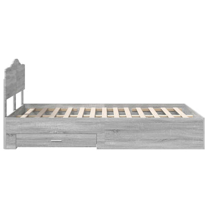 Struttura del letto con testiera Grigio Sonoma 135 x 190 cm | homemem39