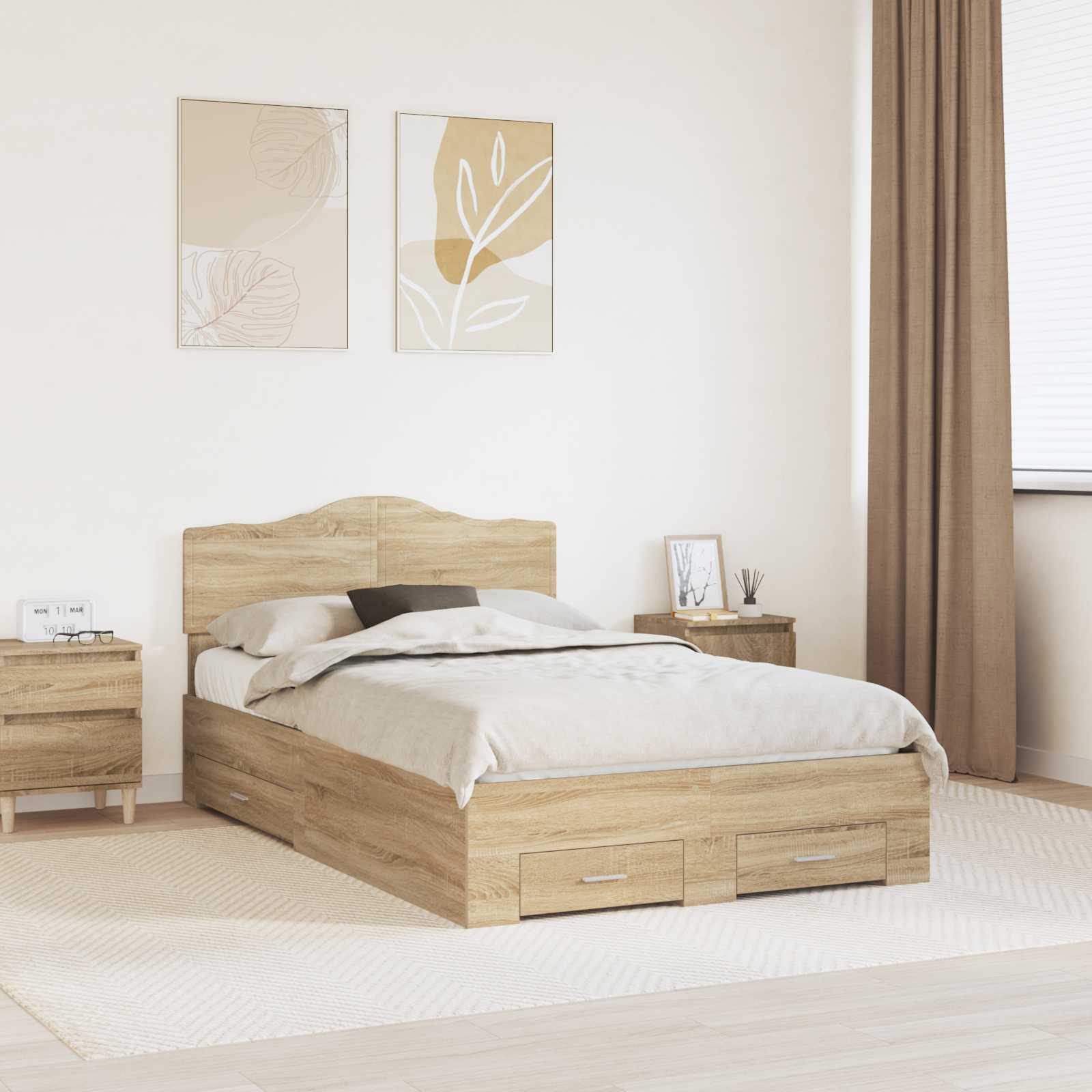 Struttura del letto con testiera Rovere Sonoma 120 x 200 cm | homemem39