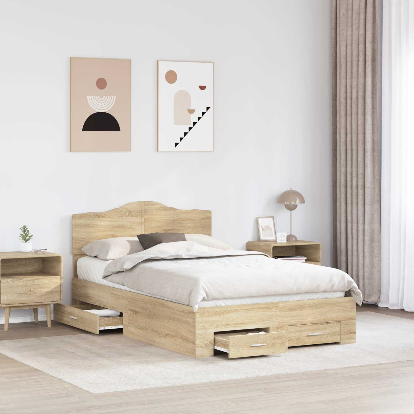 Struttura del letto con testiera Rovere Sonoma 120 x 200 cm | homemem39