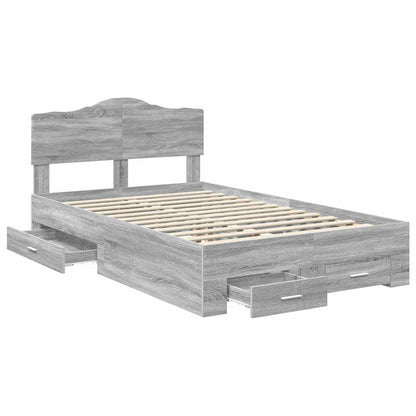 Struttura del letto con testiera Grigio Sonoma 120 x 200 cm | homemem39