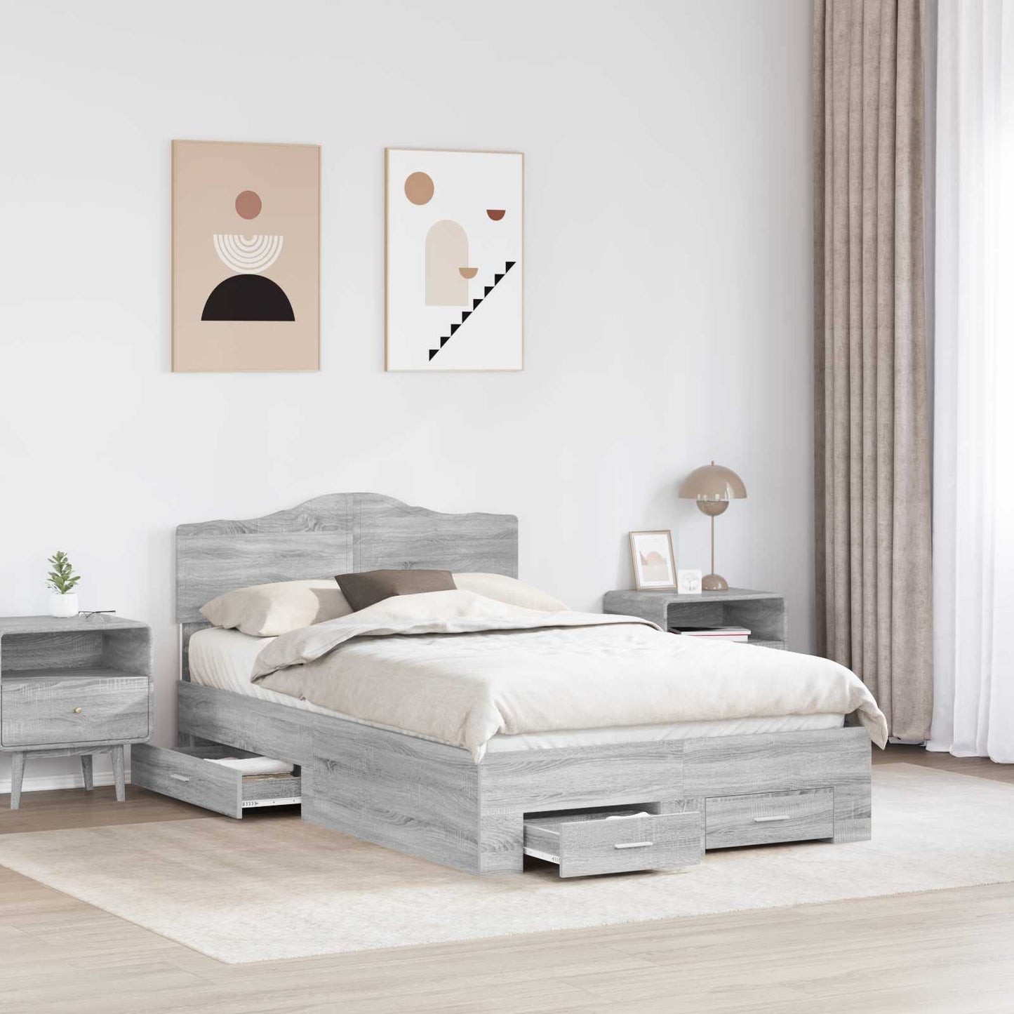 Struttura del letto con testiera Grigio Sonoma 120 x 190 cm | homemem39