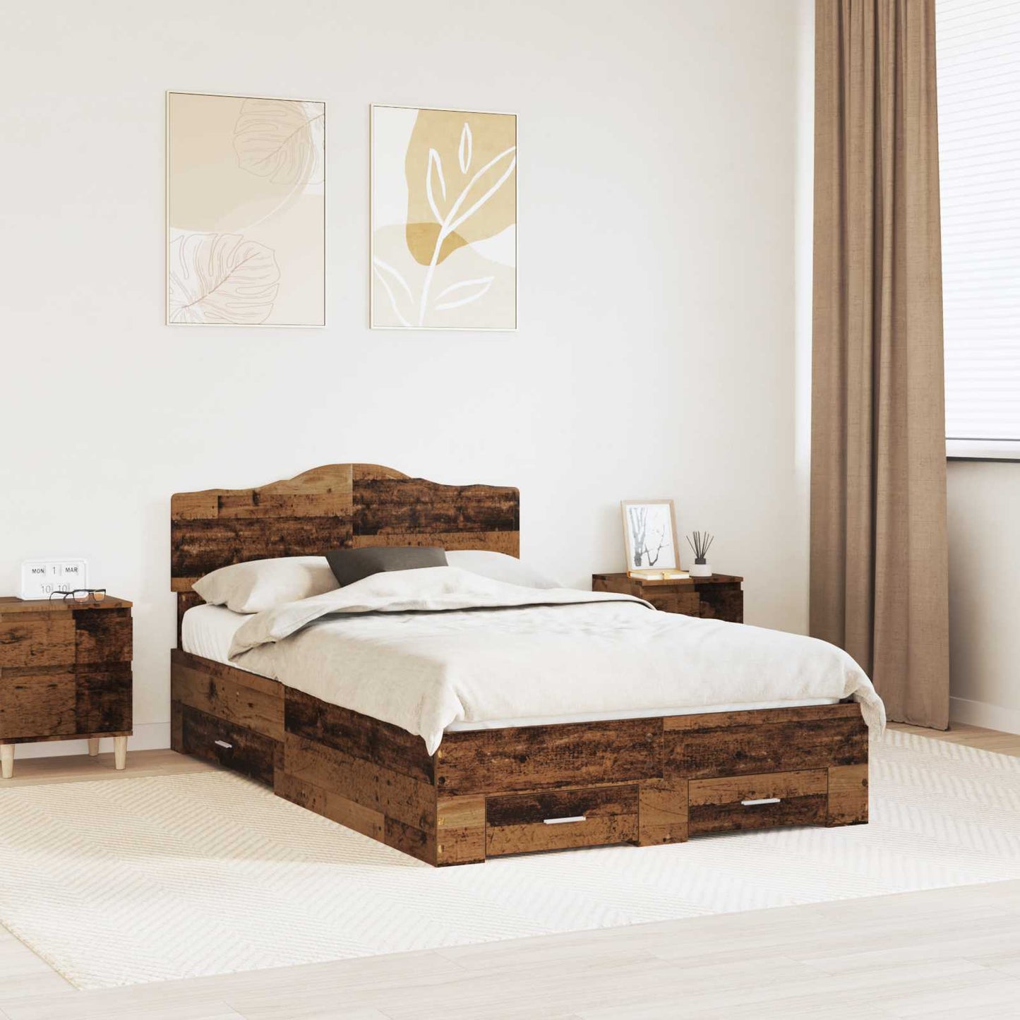 Struttura del letto con testiera Legno vecchio 120 x 190 cm | homemem39