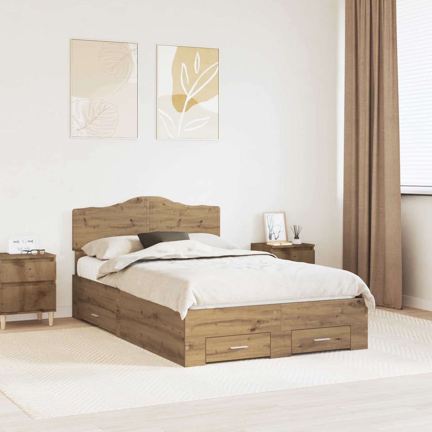 Struttura del letto Rovere artigianale 120 x 190 cm | homemem39