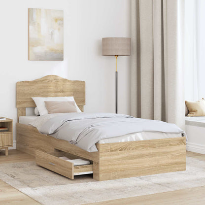 Struttura del letto con testiera Rovere Sonoma 100 x 200 cm | homemem39