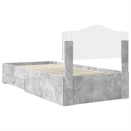 Struttura del letto con testiera Grigio cemento 100 x 200 cm | homemem39