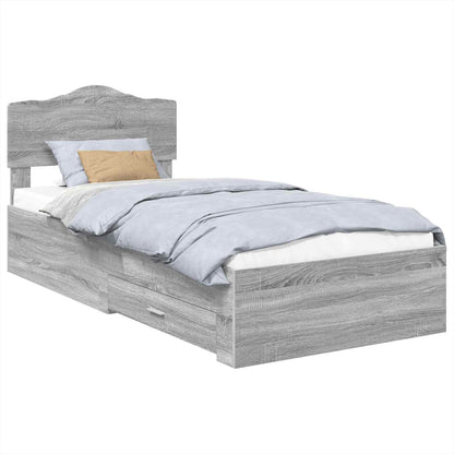 Struttura del letto con testiera Grigio Sonoma 100 x 200 cm | homemem39