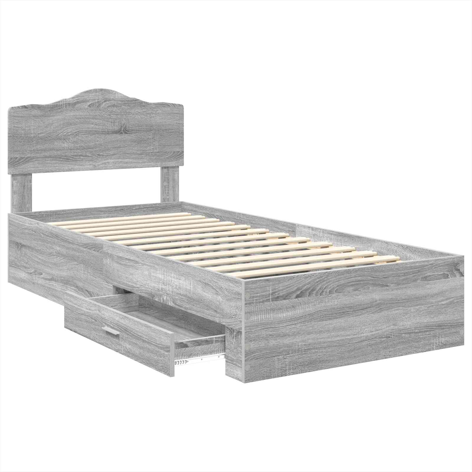 Struttura del letto con testiera Grigio Sonoma 100 x 200 cm | homemem39