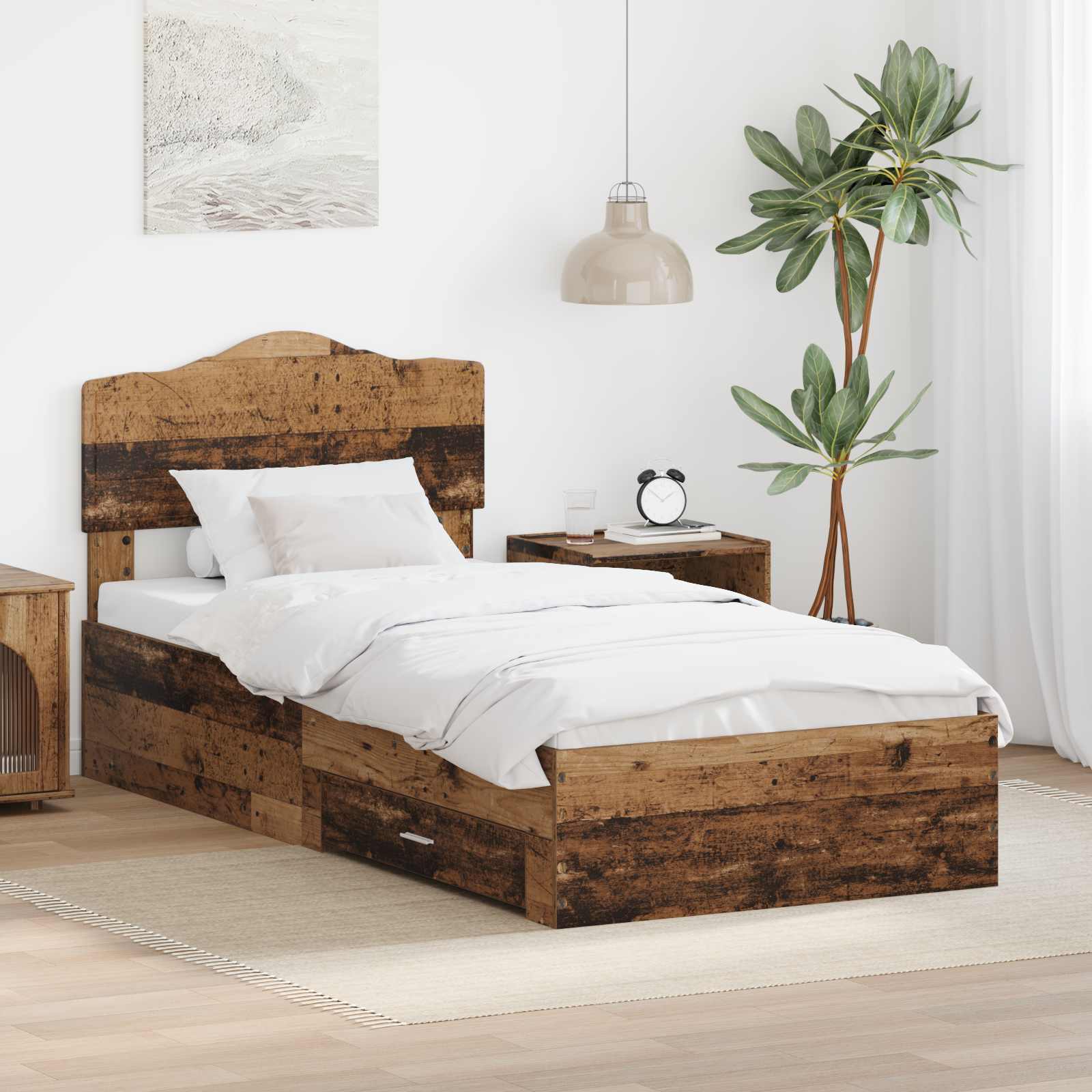 Struttura del letto con testiera Legno vecchio 100 x 200 cm | homemem39