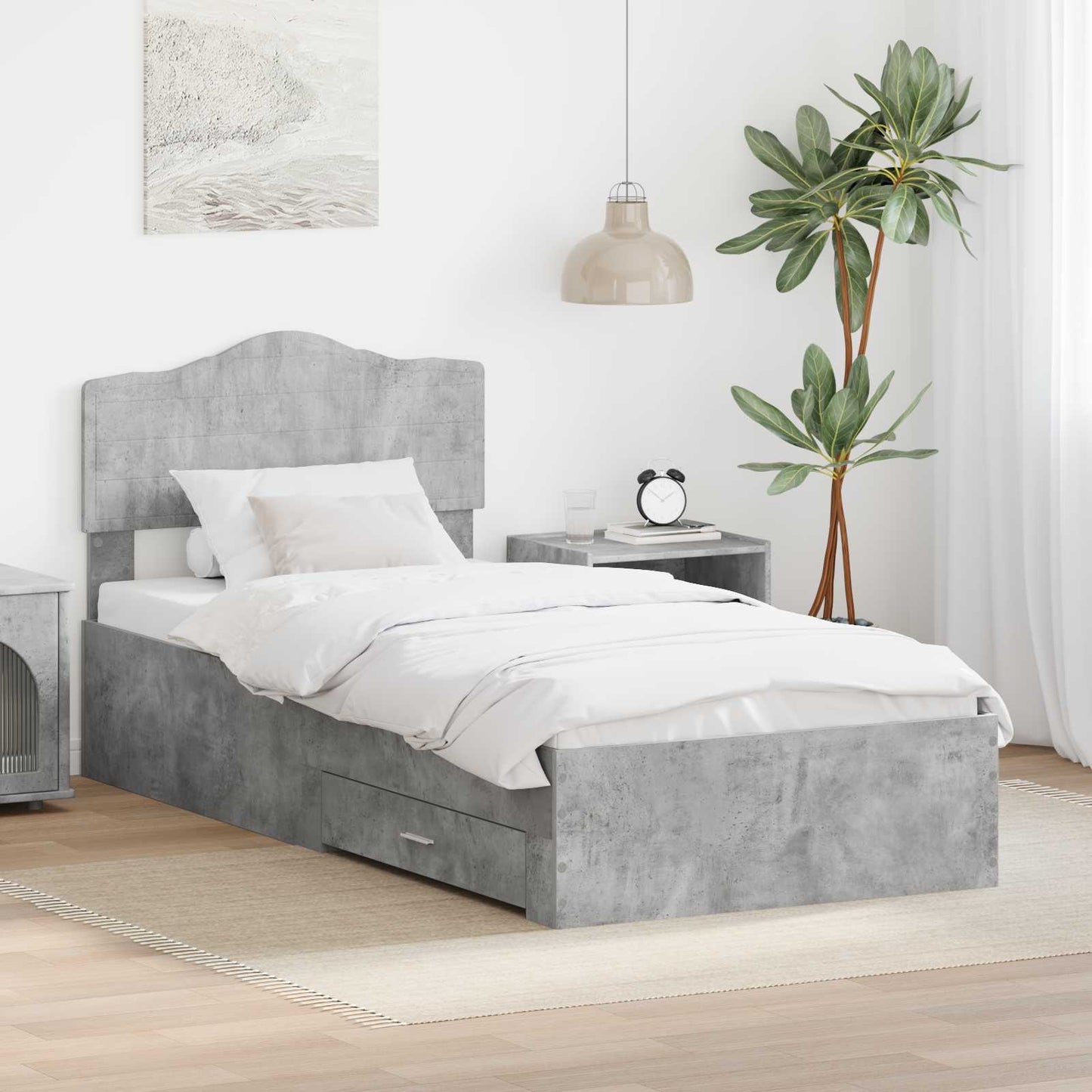 Struttura del letto con testiera Grigio cemento 90 x 200 cm | homemem39