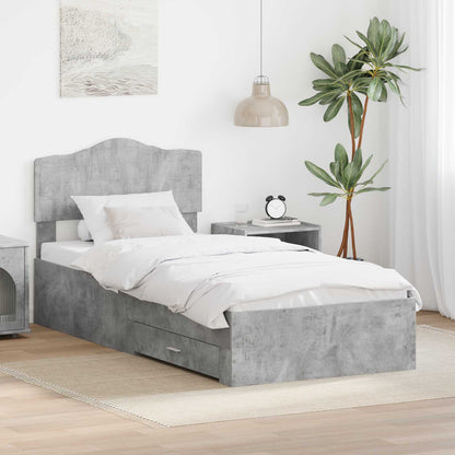 Struttura del letto con testiera Grigio cemento 90 x 200 cm | homemem39
