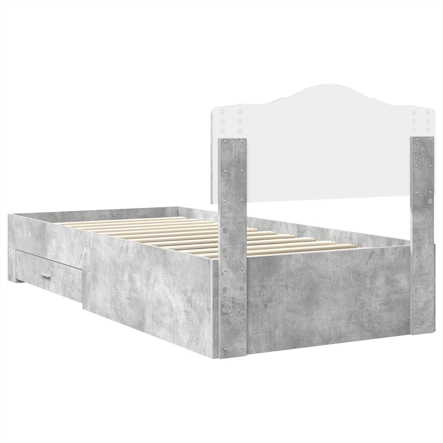 Struttura del letto con testiera Grigio cemento 90 x 200 cm | homemem39