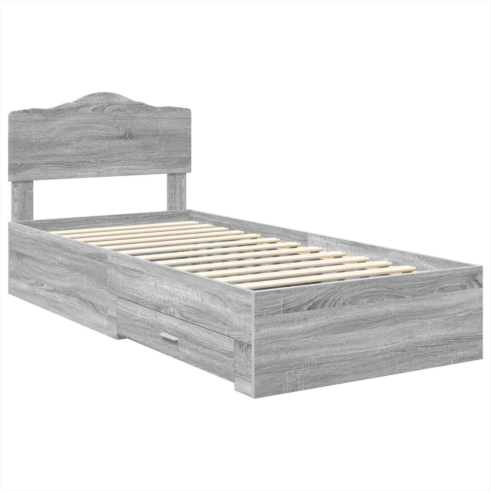 Struttura del letto Grigio Sonoma 90 x 200 cm Legno multistrato | homemem39