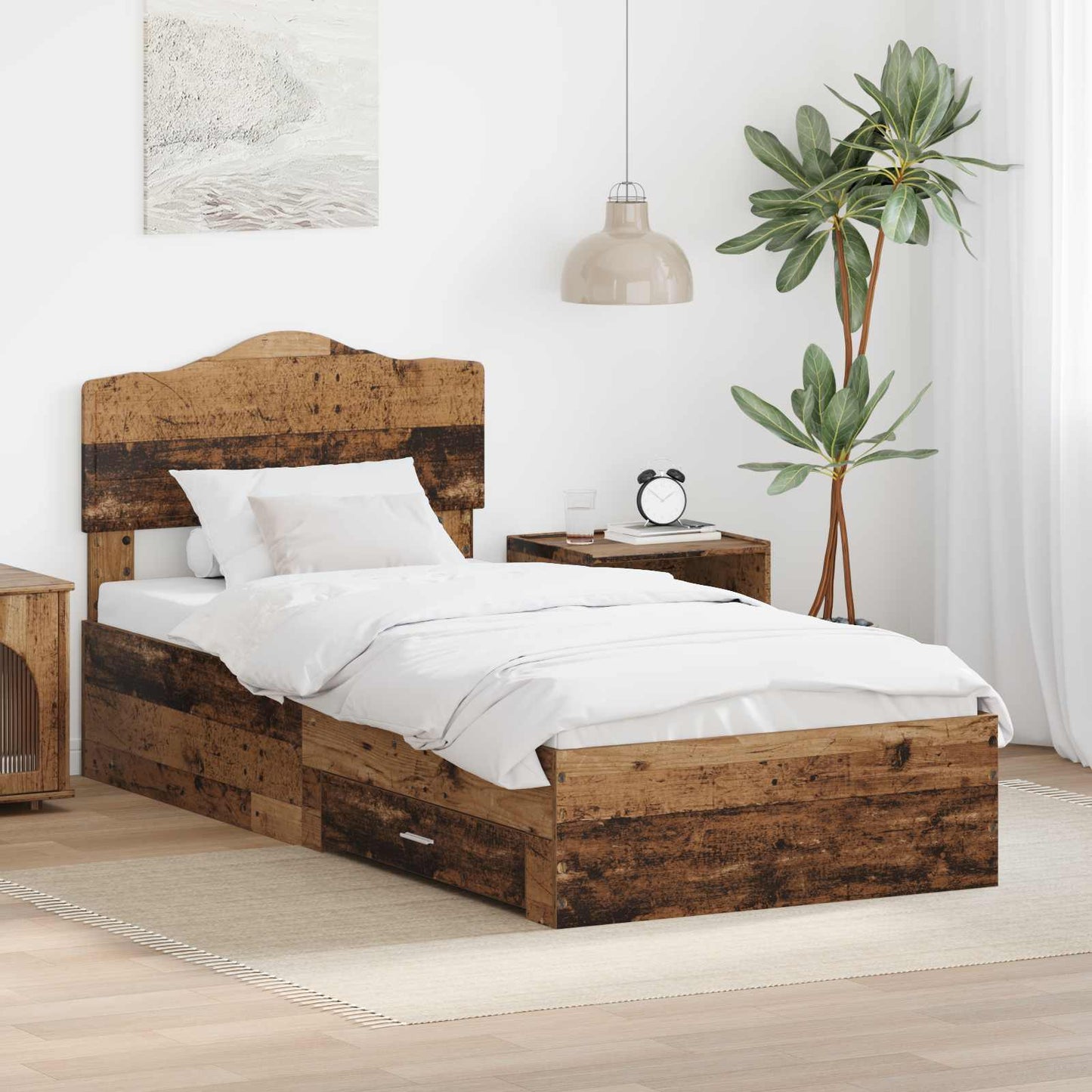 Struttura del letto Legno vecchio 90 x 200 cm Legno multistrato | homemem39