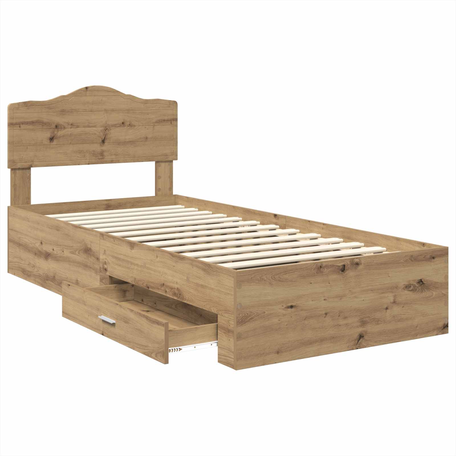 Struttura del letto con cassetto Rovere artigianale 90 x 200 cm | homemem39