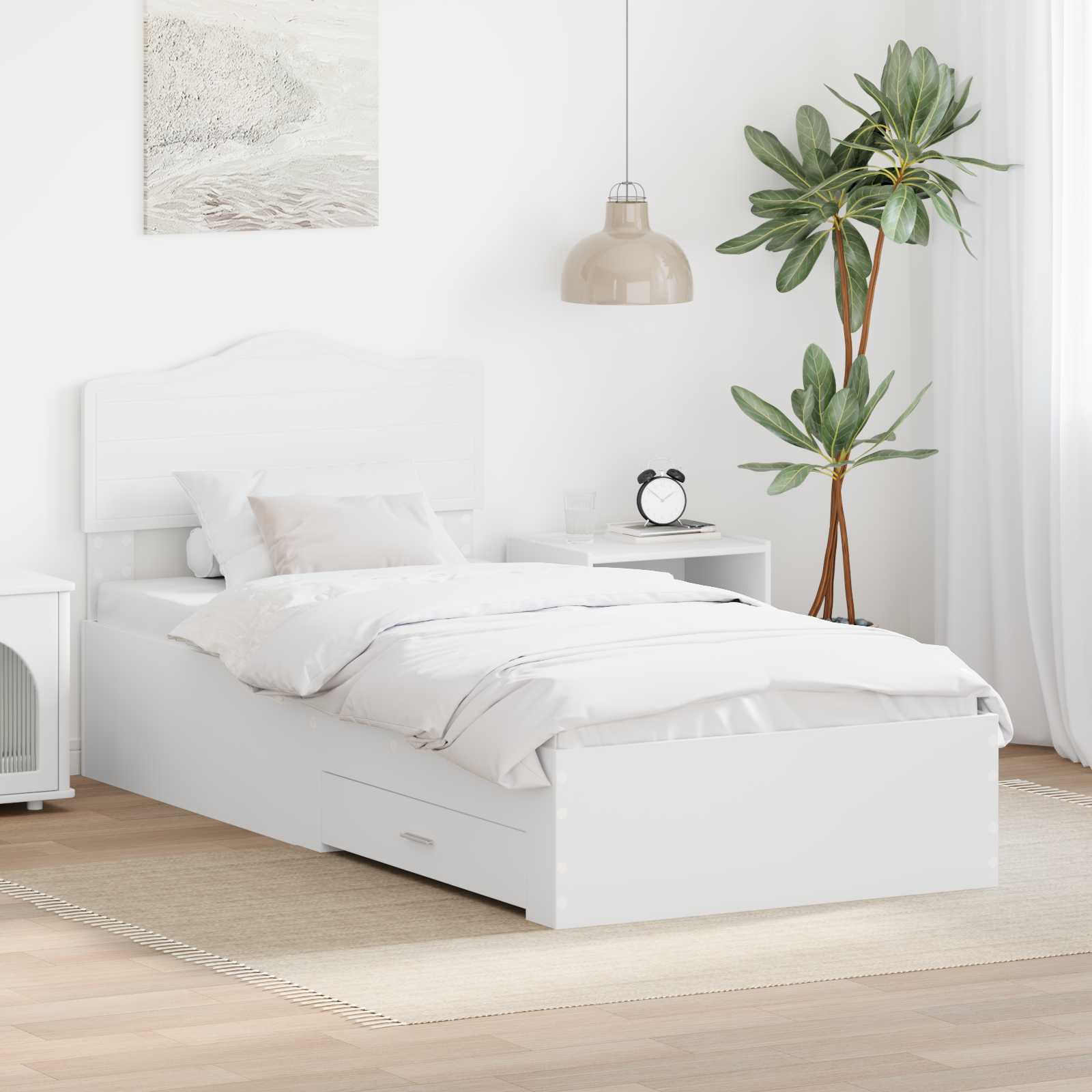 Struttura del letto Bianco 90 x 190 cm Legno multistrato | homemem39
