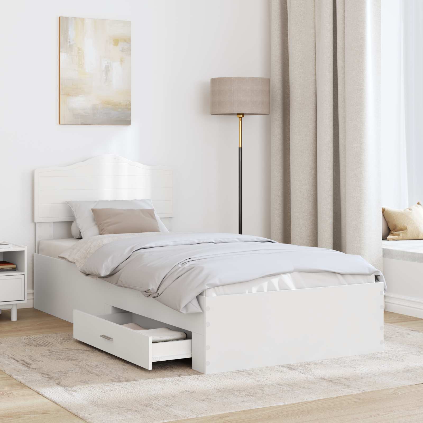 Struttura del letto Bianco 90 x 190 cm Legno multistrato | homemem39