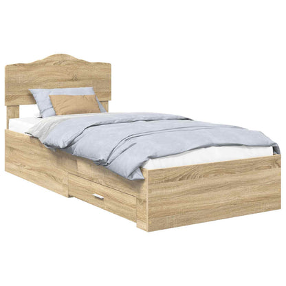 Struttura del letto Rovere Sonoma 90 x 190 cm Legno multistrato | homemem39