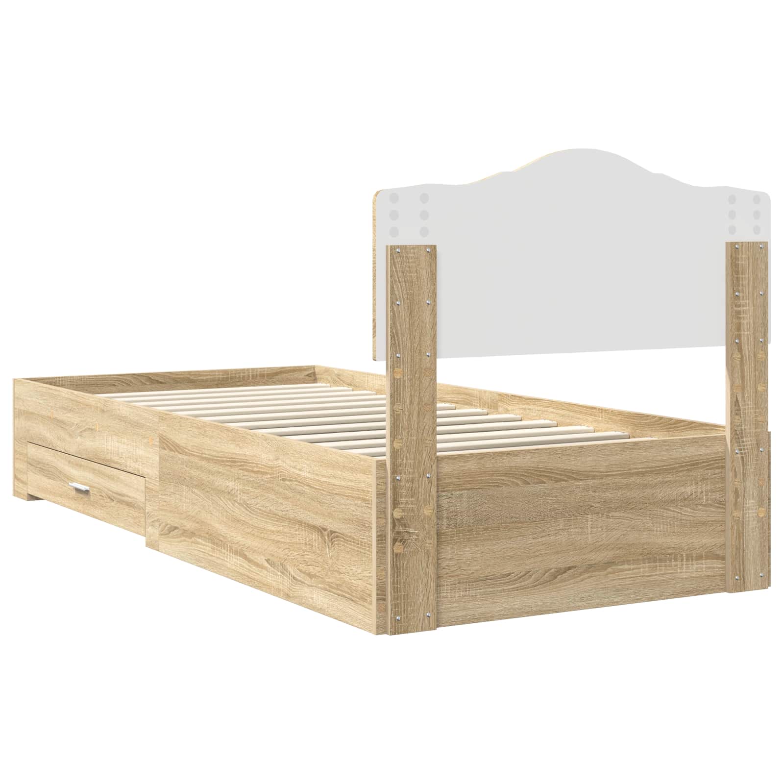 Struttura del letto Rovere Sonoma 90 x 190 cm Legno multistrato | homemem39