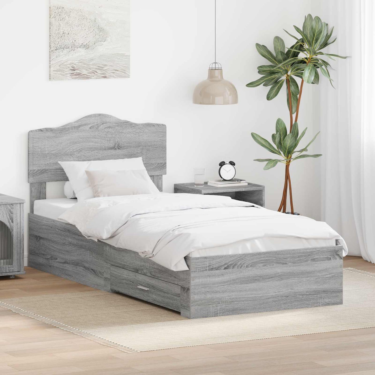 Struttura del letto Grigio Sonoma 90 x 190 cm Legno multistrato | homemem39