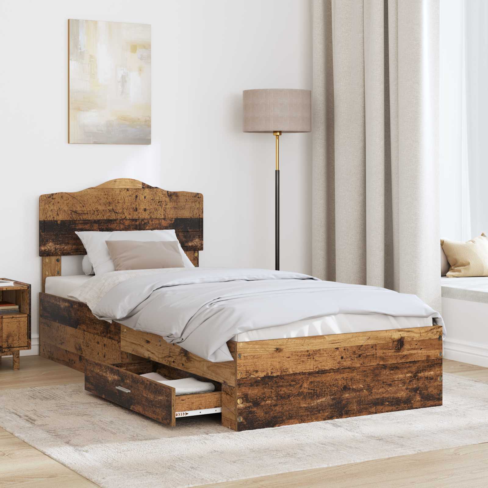 Struttura del letto Legno vecchio 90 x 190 cm Legno multistrato | homemem39