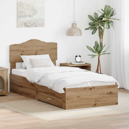 Struttura del letto con cassetto Rovere artigianale 90 x 190 cm | homemem39