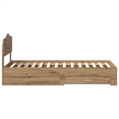 Struttura del letto con testiera Rovere artigianale 90 x 190 cm